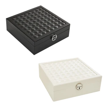

Pu Leather Wooden Jewelry Storage Box Organizer Watch Earring Necklace Bracelet Nail Display Case Women Gift