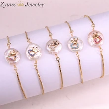 10PCS, cz paved tiny crown charm freshwater pearl bead charms gold link bracelets for women jewelry