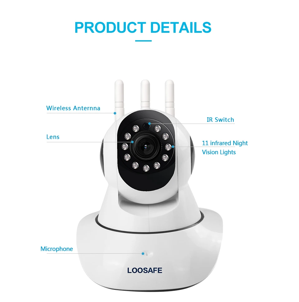 LOOSAFE 2MP облачная HD wifi ip-камера ночного видения домашняя камера безопасности Беспроводная P2P IP камера PTZ wifi внутренняя ИК-камера аудио ONVIF