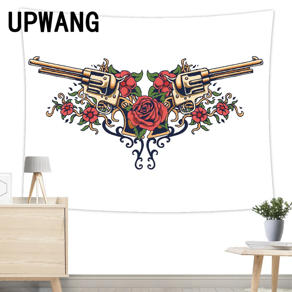 

Gun Tapestry Wall Hanging Sandy Beach Picnic Rug Camping Tent Sleeping Pad Home Decor Bedspread Sheet Wall Cloth