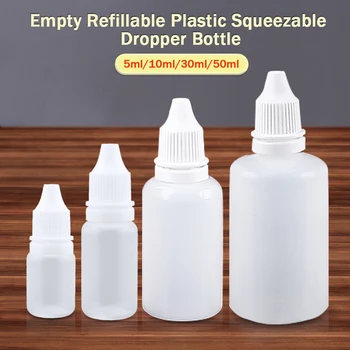 

10Pcs 50ml Empty Refillable Plastic Squeezable Dropper Bottle Portable Eye Liquid Container