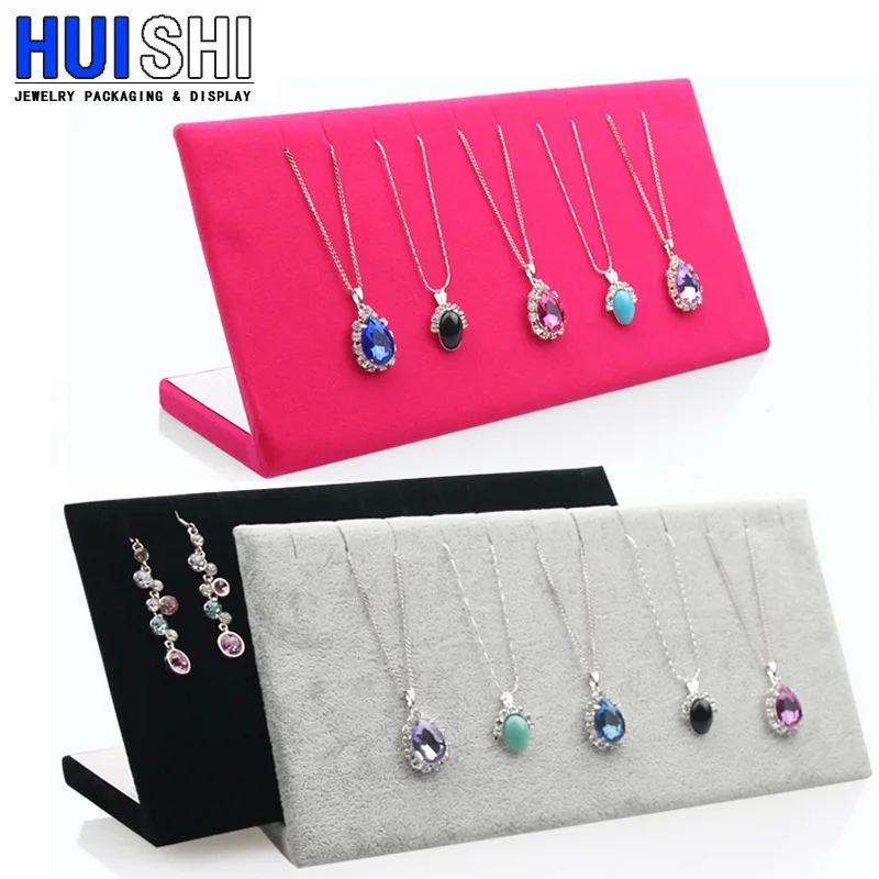 Durable Small Velvet Necklaces Stand Earrings Display Jewelry Shelf Jewellery Organizer Pendant Showcase L Shape Gift Packaging