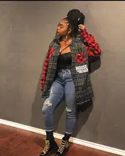 2020  New Spring Fall Classic Plaid Patchwork Casual Shirt Tops Turn-down Collar Full Sleeve Women's Blouses