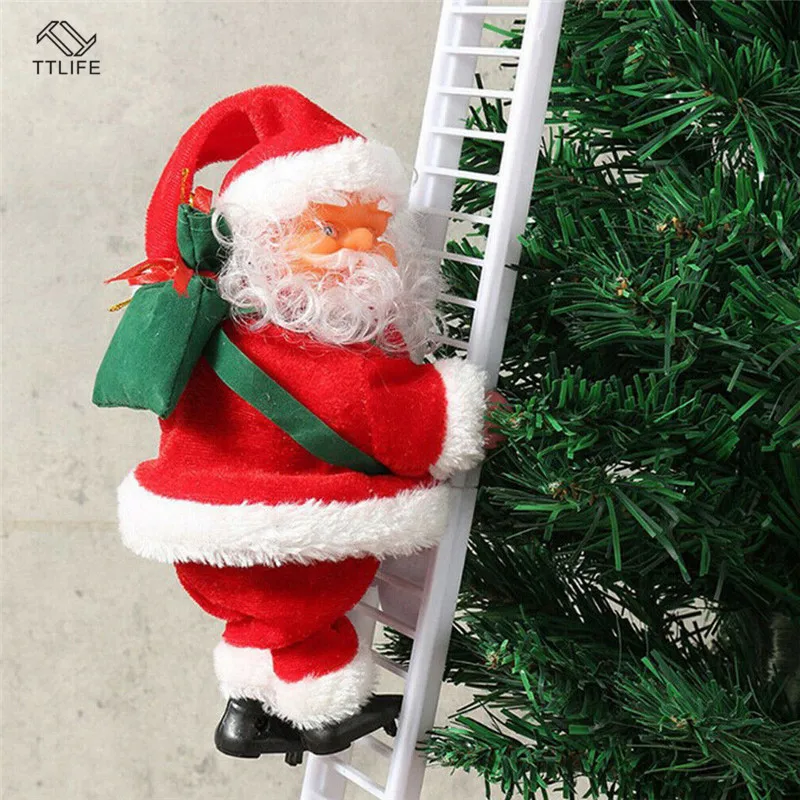 

TTLIFE Electric Santa Claus Ornament Plush Santa Doll Toy Climb The Ladder Home Decor Home Accessories Christmas Figurines