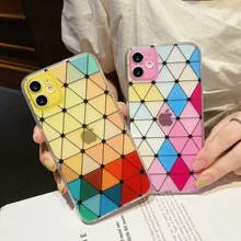 

HOCE Colorful Lingge Cases For iPhone 13 11 12 Pro Max 7 8 Plus X XR XS XS Max SE 2020 Case Camera Protection Soft Phone Cover