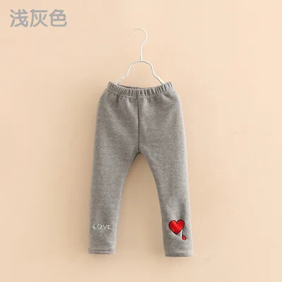light gray Г., зимняя теплая одежда для детей возрастом 2, 3, 4, 6, 8, 10 лет, милая одежда принцессы Детские зимние Утепленные бархатные леггинсы для маленьких девочек - Цвет: light gray