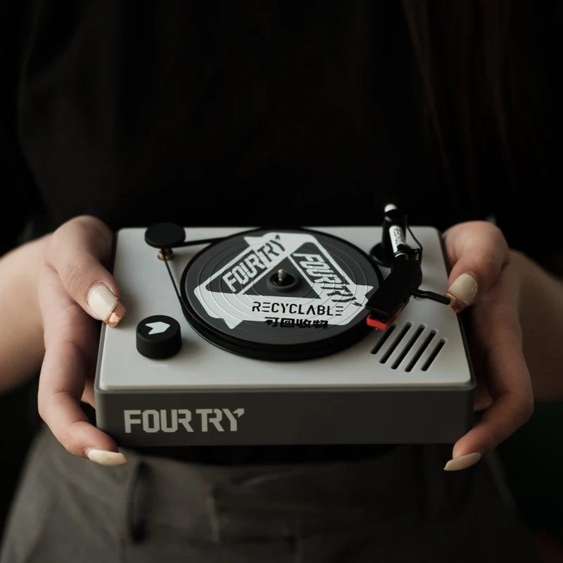 3 Inch Mini Vinyl Turntable Record Player LP Disc 33 RPM Bluetooth Portable Gramophone Phonograph Speaker Antique Retro