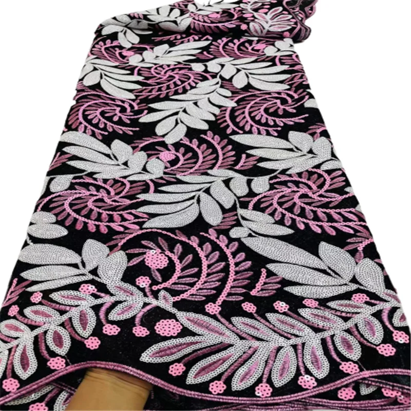 

Latest Luxury Sequins Lace Fabrics 2021 High Quality Embroidery French Tulle Mesh Lace Fabric For Nigerian Party Dress