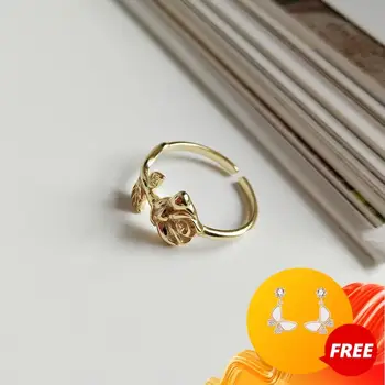 

SUPERAINBOW 925 Sterling Silver Rose Flower Adjustable Open Size Ring for Women Gold Silver Ring Jewelry Wholesale SR-R11