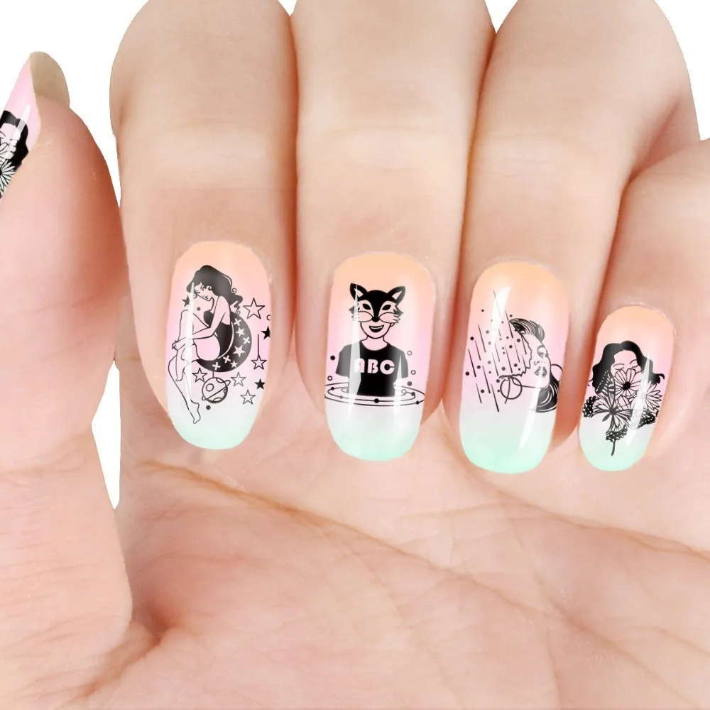 

6*12cm BeautyBigBang Stamping Plate Beauty Girl Flower Butterfly Image Nail Stamping Stencil For Nail Polish Stamping Art