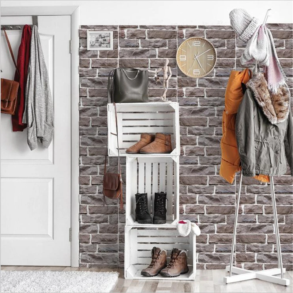 Self-adhesive Wall Paper 3D Brick Stone Rustic Effect Sticker For Living Room Bathroom DIY Stickers Home Decoration | Дом и сад