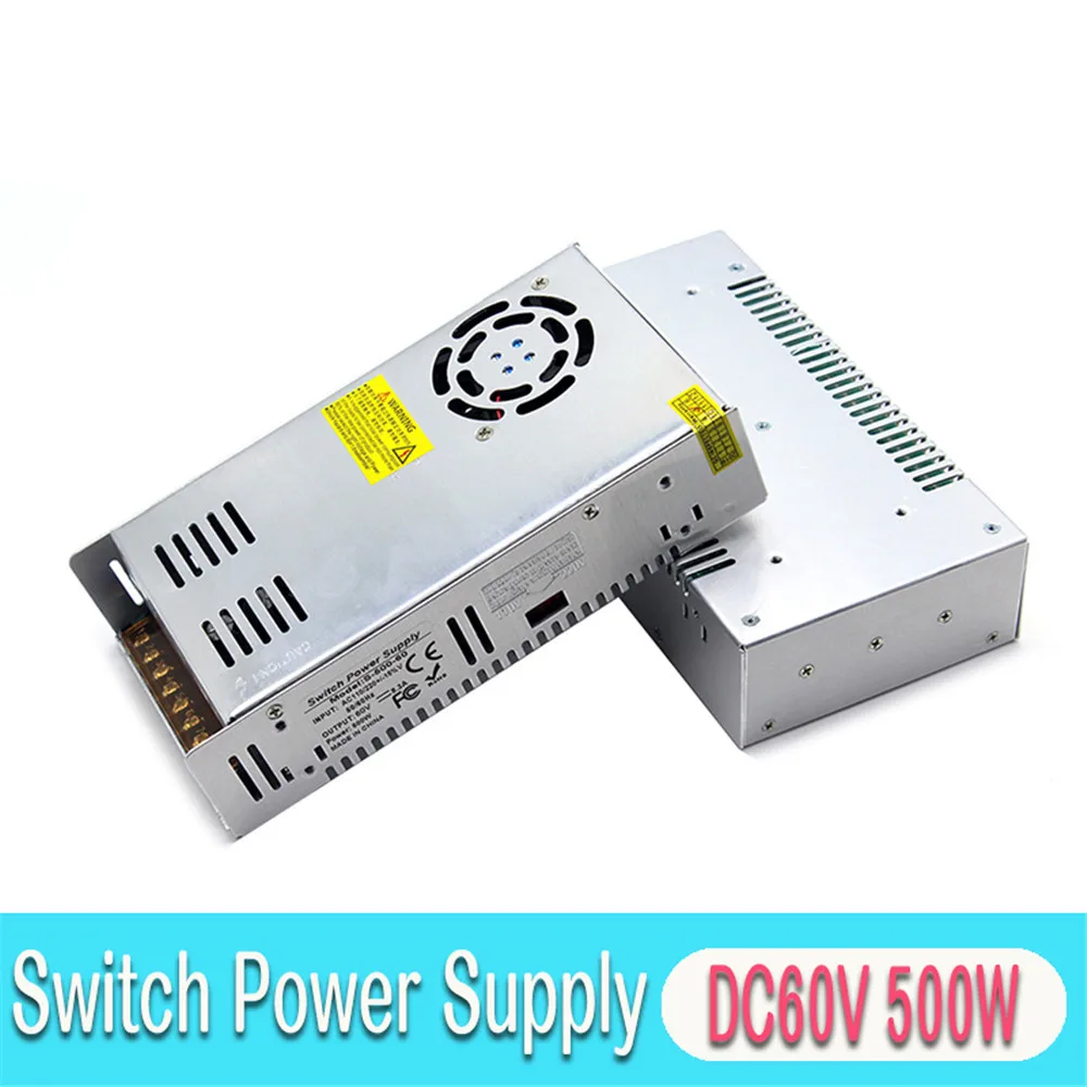 Блок питания Dc 60V 8.3A 500w Трансформатор источника питания 110V 220V AC к DC60V адаптер питания для CNC машина "сделай сам" CCTV мотор