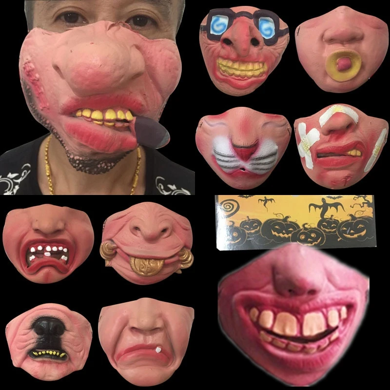 

1PCs Big Teeth Latex Mask Movie Fancy Dress Fool's day Masquerade Horror Creepy Elastic Band Half Face Funny Costume Party Masks