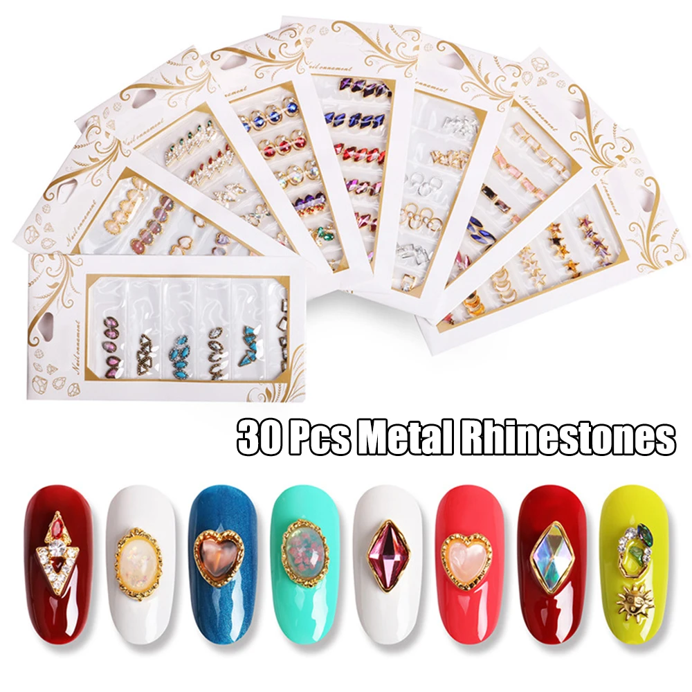 

30Pcs/Set Nail Acrylic Rhinestones Eye Shape Crystal AB Flat Back Nail Rhinestone 3D Non HotFix DIY Tool Nail Art Decoration