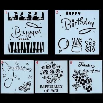 

5pc Flower Butterfly Painting Template Letter Printing Mold Hollow Bullet Journal Accessories DIY Scrapbook Stencils For Decor