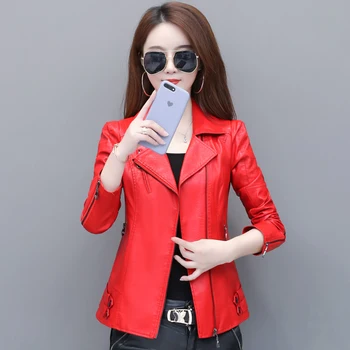 

New Spring Autumn Plus Size 5XL Leather lapel Women Leather Jacket Fashion Women's Leather Jacket Outerwear Coat Female Jacket