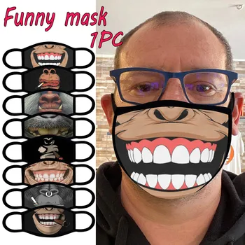 

1PC Adult Fashion Funny Printed Dustproof Washable Cotton Mask Soft and Breathable Cosplay Mask Face Mask Protective маска #K