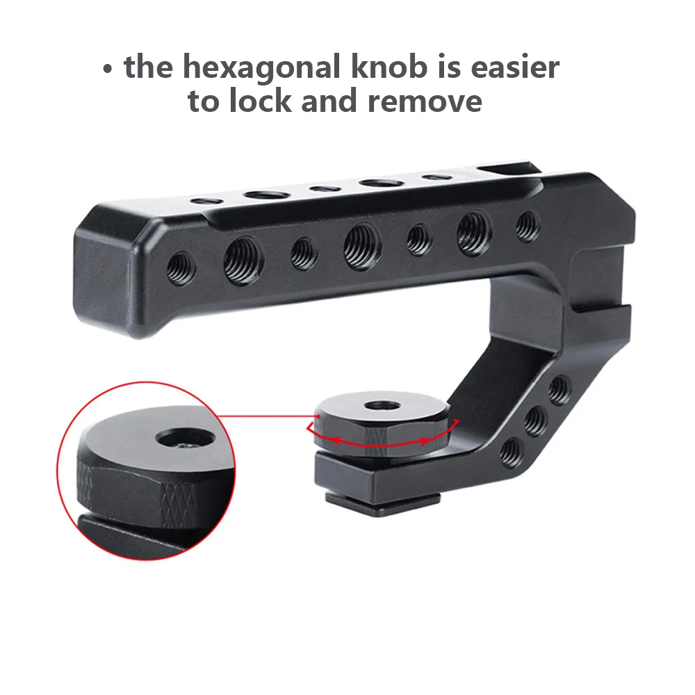 UURig R005 DSLR Camera Top Handle Metal Cheese Handle Grip with Three Cold Shoe Adapter Mount Universal Handgrip