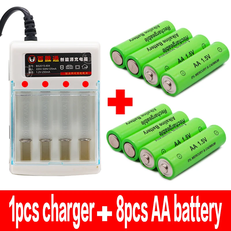 Черный Новая батарея AA 3000 1,5 v аккумуляторная батарея аа 3000mAh щелоче1.5v аккумуляторная батарея для часов батарейка для игрушек+ зарядное устройство - Цвет: Черный