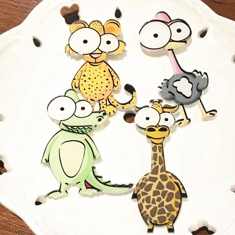 1set Hewan Gambar Kartun Bros Akrilik Burung Unta Buaya Jerapah Ikon Lencana Indah Pin Untuk Anak Anak Hadiah Pesta Dekorasi Jaket Lencana Aliexpress