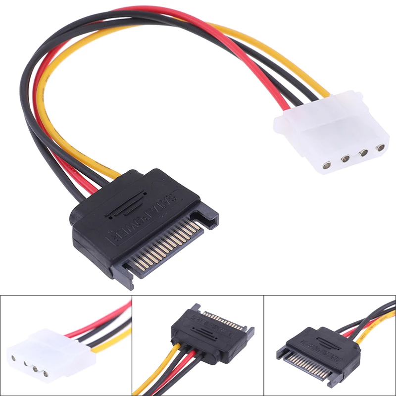 

SATA TO IDE Power Cable 15 Pin SATA Male To Molex IDE 4 Pin Female Cable Adapter
