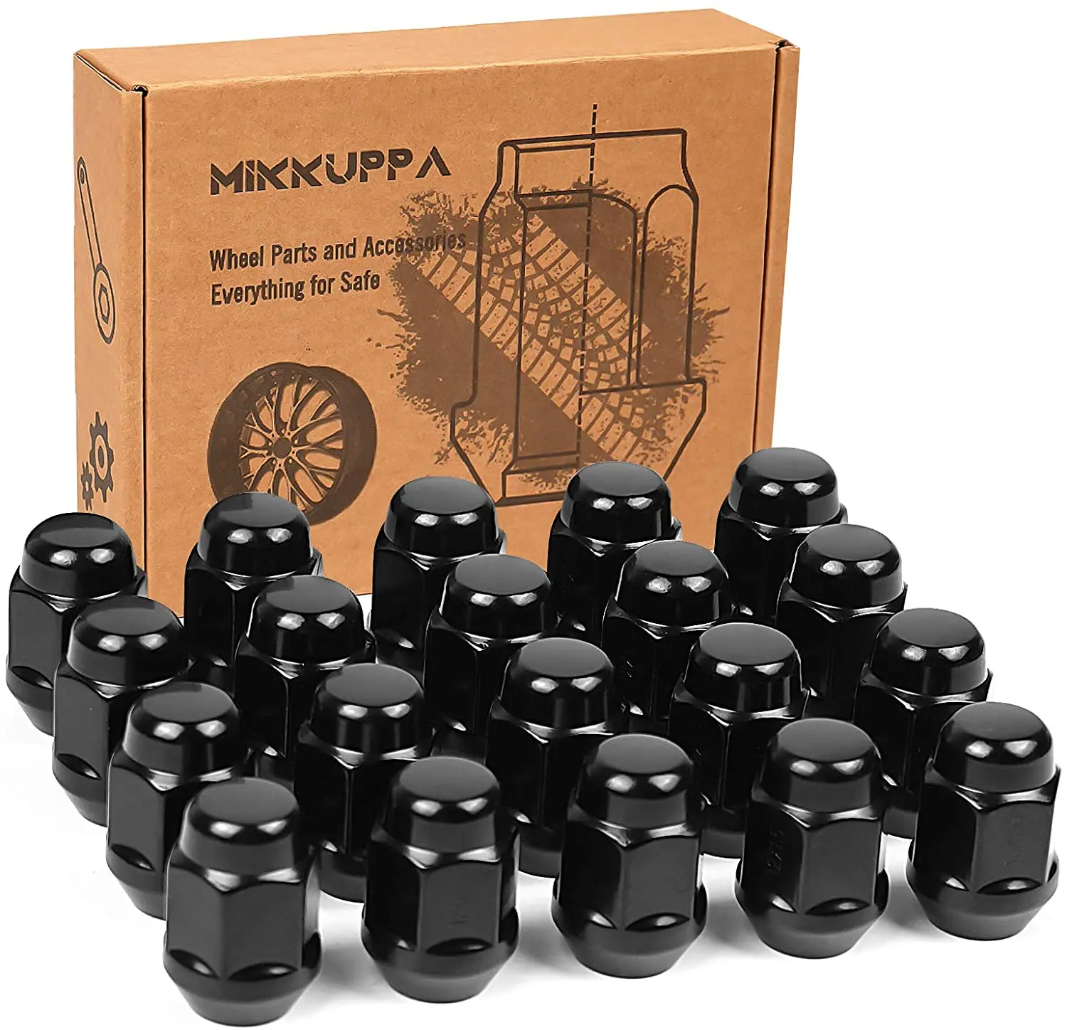 Tuercas de repuesto M12x1.5 para Ford Fusion/Ford Focus/Ford Escape rueda de posventa 20 piezas tuercas sólidas de extremo cerrado negro