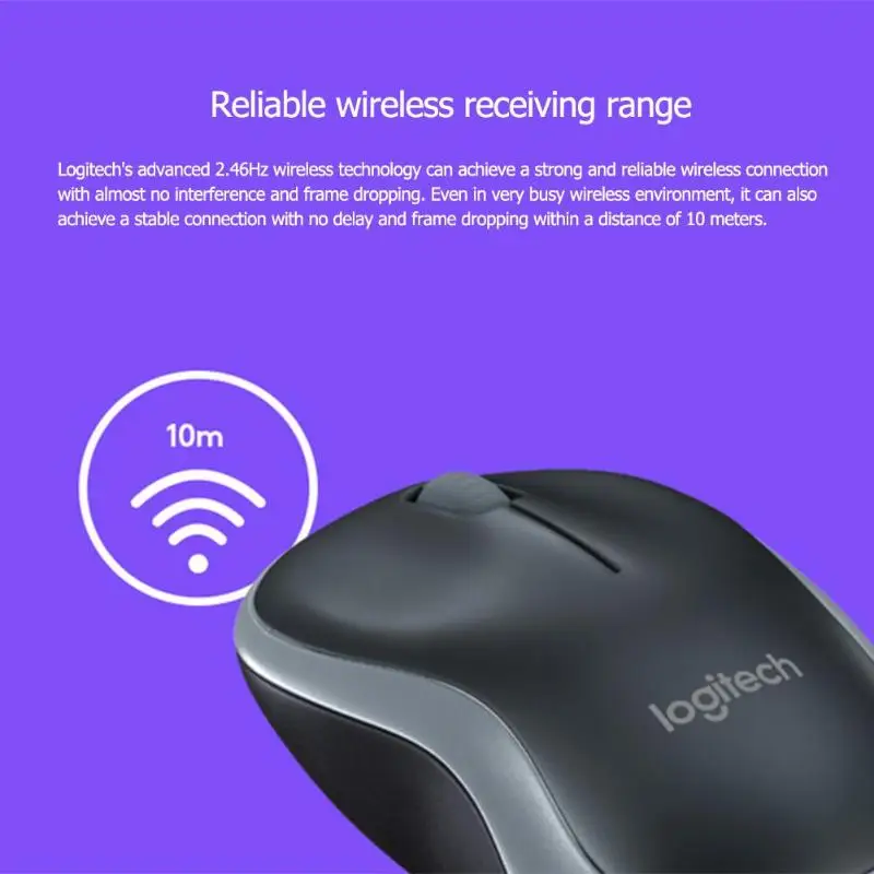 Беспроводная мышь logitech M186 2,4G для настольного ПК, 1000 dpi, оптическая мышь с usb-нано-приемником для Windows Vista/7/8/10