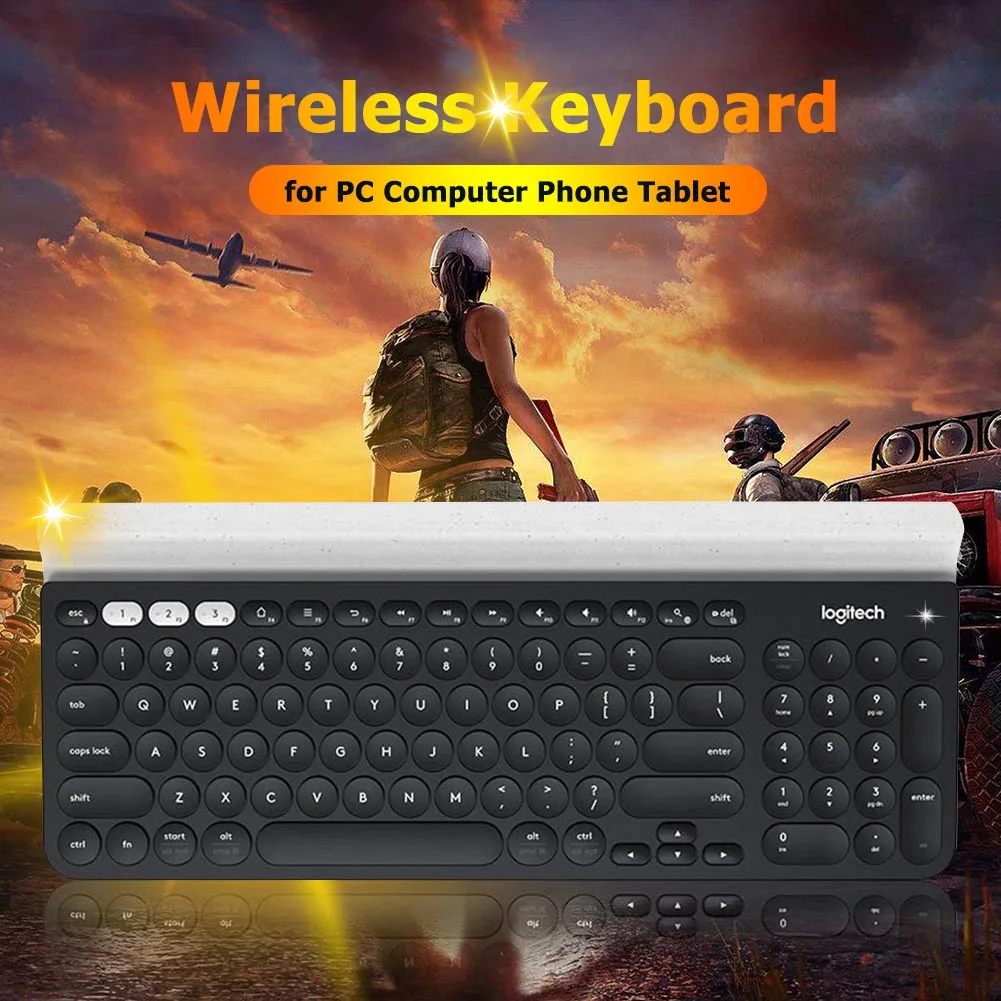 Logitech K780 Multi-Device Wireless Keyboard Bluetooth Unifying USB Dual Mode Full Size Mute Keyboard For PC Laptop Phone Tablet