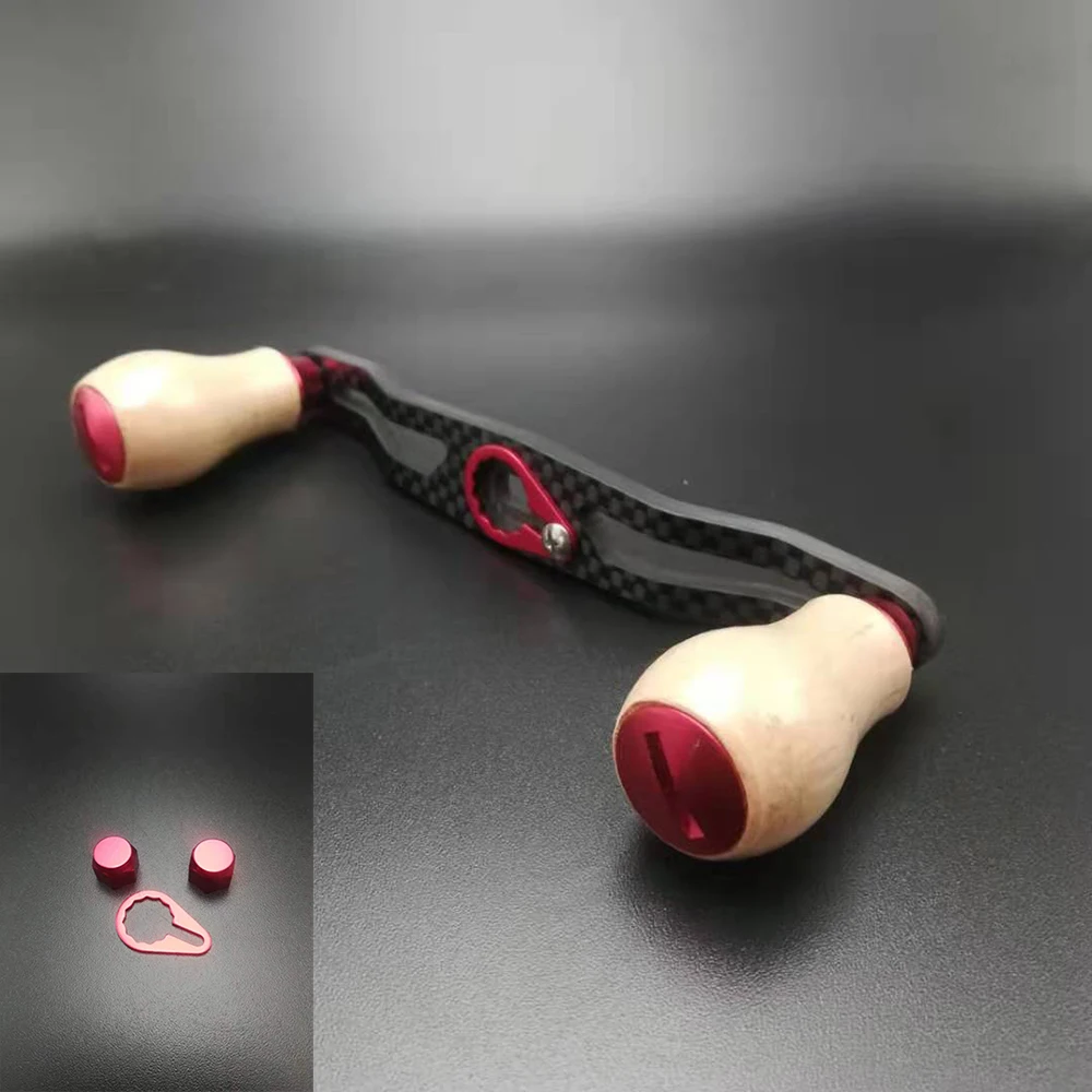 

LinMofish 120mm high quality Soft-wood Fishing reel handle knobs for D/S fishing reel DIY Accessories Without bearing