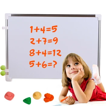 

Whiteboard Double Side Mini Drawing White board Office School Writing Board with Pen Magnets Buttons Kids Message Drawing Board