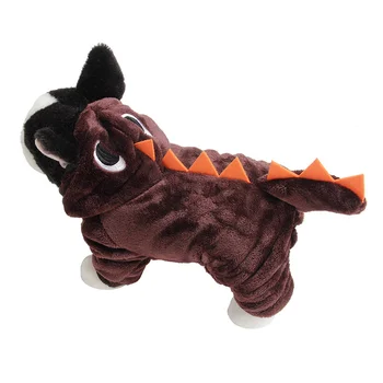 

Pet Outfit Dinosaur Costume with Hood for Small Dogs Cats Jumpsuit Winter Coat Warm Clothes BJStore