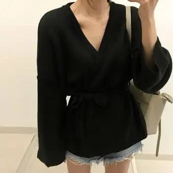 

Women Cardigans With Belt Long Sleeve Open Front Knit Cardigans Solid Ladies Knitwear Autumn Winter Cardigans Sweaters