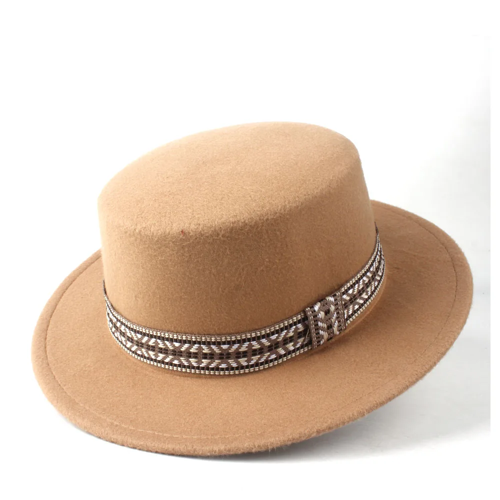 Новая мужская и женская мода Fedora гладкая шляпа Зимняя широкоугольная шляпка для церкви шерсть фетровый, Джазовый головной убор Панама чародейная шляпа размер 56-58 см