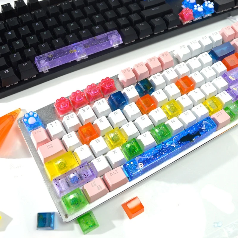 DIY Keyboard Epoxy Resin Mold Computer PC Gamer Pet Paw Keycaps Silicone Molds Compatible with Cherry MX Mechanical Gaming Mould