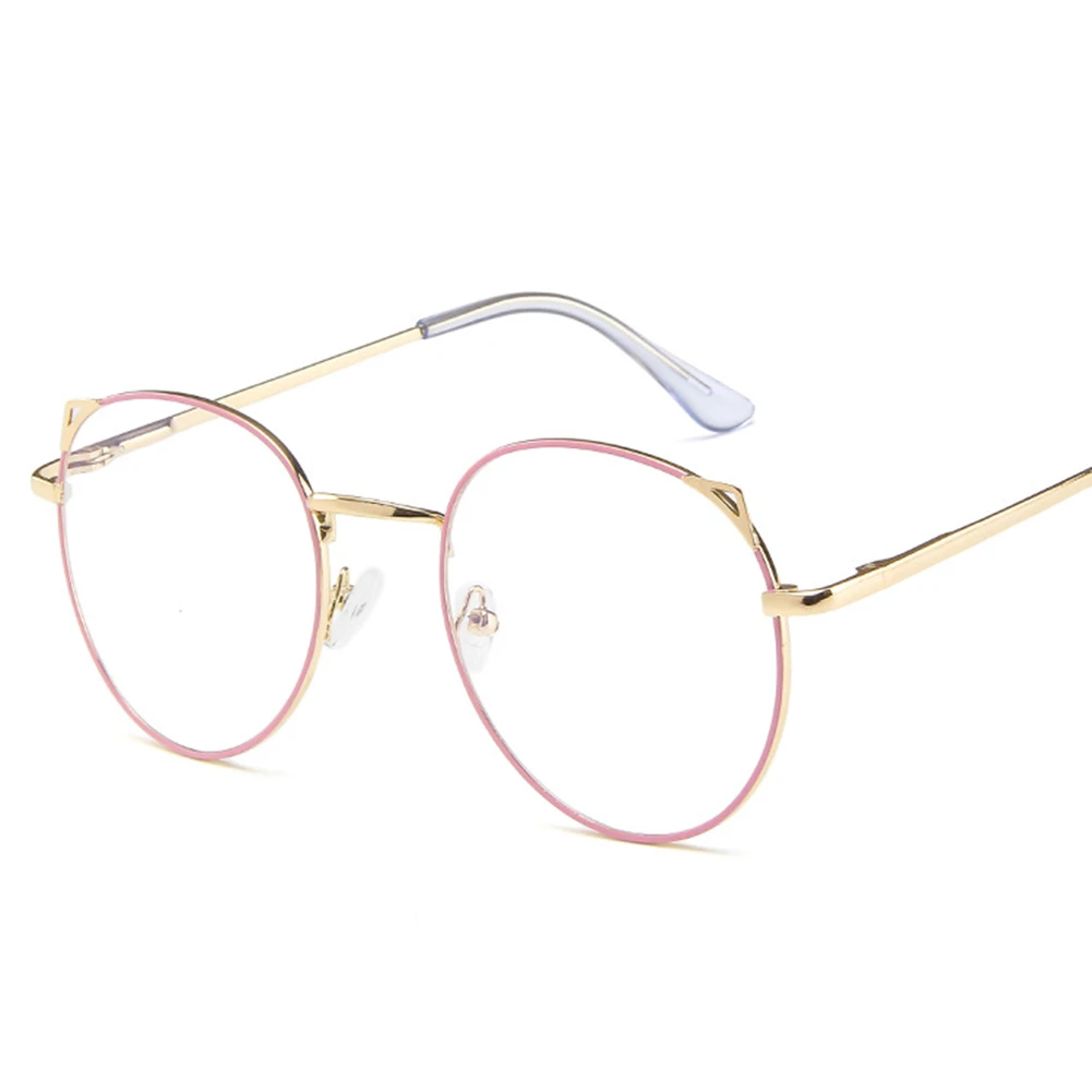 Винтажные очки, студенческие круглые очки с защитой от излучения, оптические очки, оправа для очков - Цвет оправы: Gold Pink
