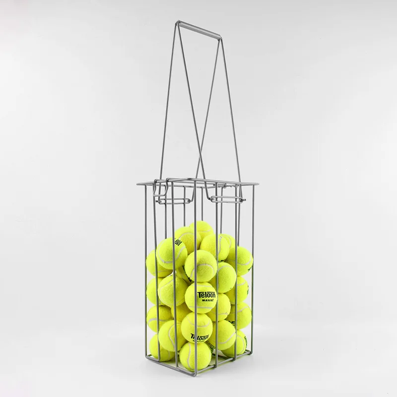 Portable Tennis Ball Picking Frame Metal Tenis Ball Picker Basket Capacity 50 Pcs Tennis Balls Pick Up Hopper Stand With Basket