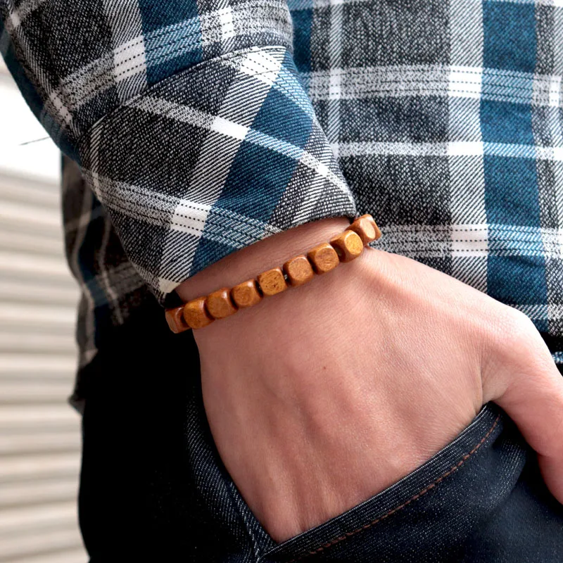 Natural Wooden Geometric Bracelet for Men and Women