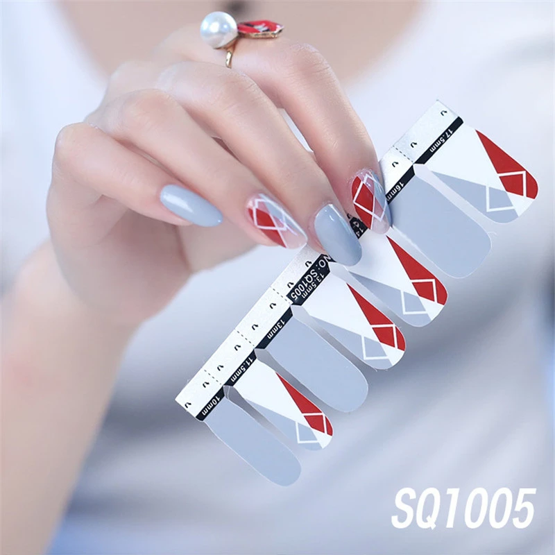 SQ1005 14 стикеров/листов, корейская мода, цветные наклейки для ногтей, французские накладки для ногтей, наклейки для лака для ногтей, японское искусство для ногтей, предварительно спроектированные, Прямая поставка - Цвет: SQ1005
