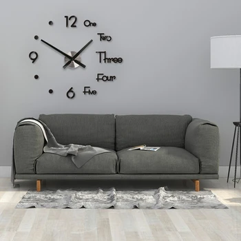 

Frameless Wall Clock Sticker DIY Acrylic Wall Clock Hone Decoration For Home Office Living Room Kitchen Hall Coffee Shop