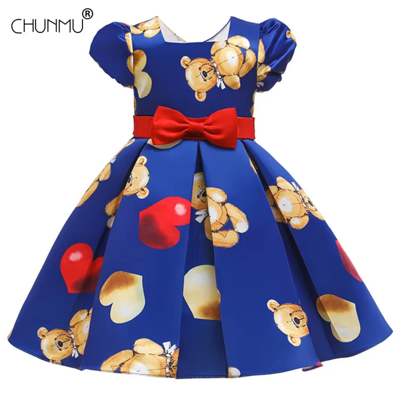 Girl Princess Dress Elegant Printed Children Christmas School Opening Costume Kids Dresses For Girls Birthday Party | Детская одежда и