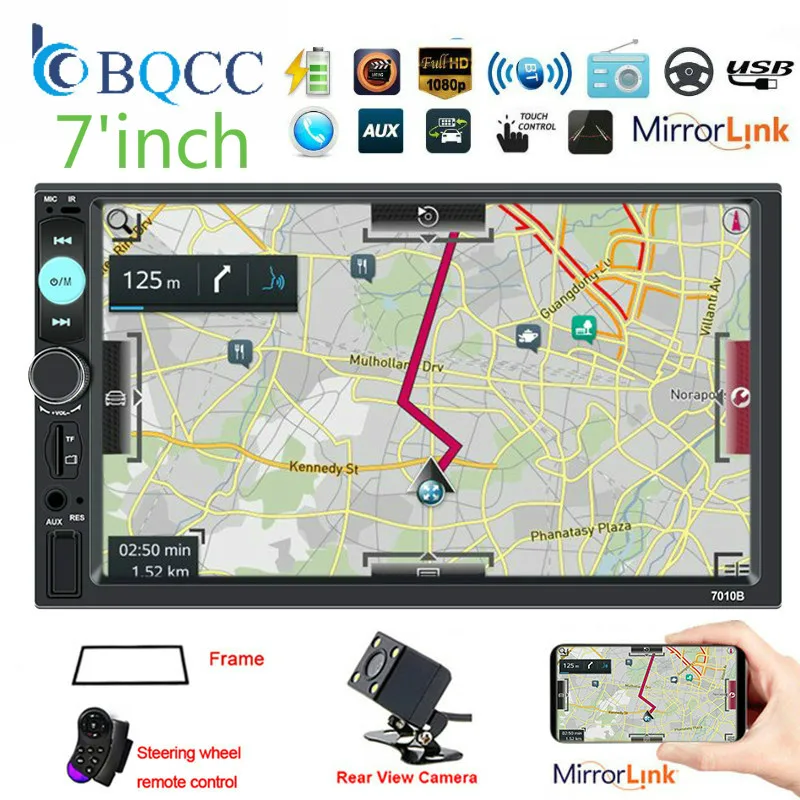 

2 Din Car Radio with Mirror Link Common Models 7 Inches LCD Touch Screen Bluetooth Stereo Rear View Camera
