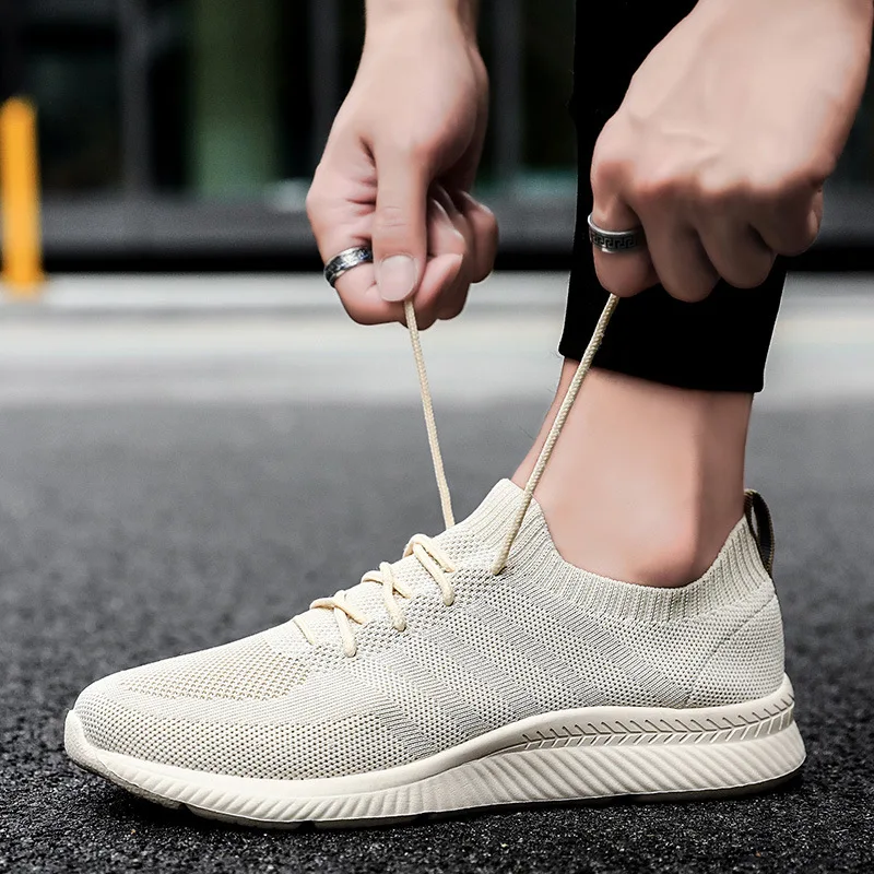 

Large Size Breathable Elasticity Fly Woven wa zi xie COUPLE'S Ultra-light Sole Comfortable Sports Casual Running Shoes BOY'S