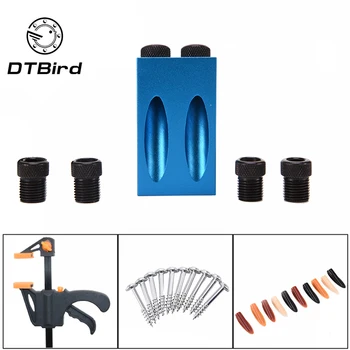 

Woodworking Pocket Hole Jig Kit Angle Drill Guide Set Hole Puncher Locator Jig Drill Bit Set For DIY Carpentry Tools