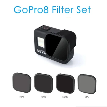 

Oilproof Waterproof Replacement Parts Optical Glass 4.3x4.3mm Square Camera Lens Filter Set CPL ND Photo for GoPro Hero 8