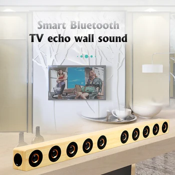 

Wireless Wooden TV Soundbar Bluetooth Speaker 40W Built-in Subwoofers Hifi Stereo Column Surround Soundbar with Remote Control