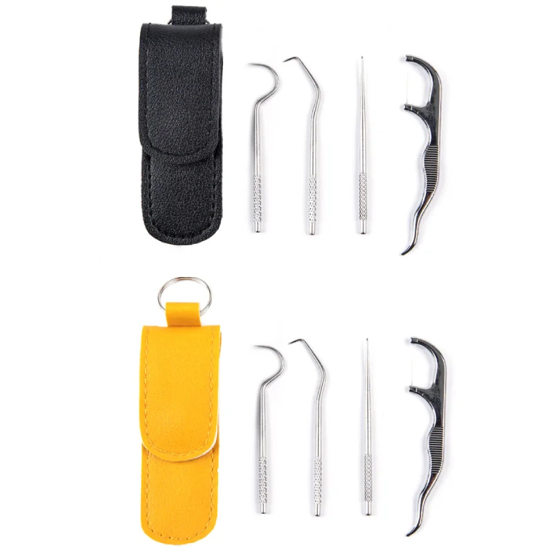 Portable Titanium Toothpick Bag Set Reusable Metal Toothpicks With Holders For Outdoor Picnics And Camping Tooth Floss | Красота и