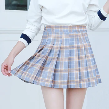 

Women's Skirt High Waist Stitching Skirts Fashion Summer Student Pleated Skirt Polyester Girls Dance Skirt for School Beach Golf