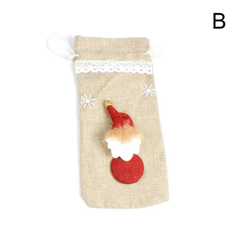 New Christmas Decorations Cute Snowman Santa Claus Wine Bottle Bag Bar Christmas Eve Wine Set Restaurant Creative Wine Set - Цвет: B