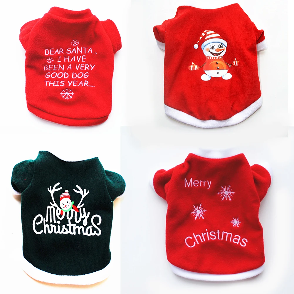 Pet Clothing Winter New Warm Fleece Embroidered Christmas Sweater Coat Jacket Chihuahua Schnauzer Puppy Dog Clothes