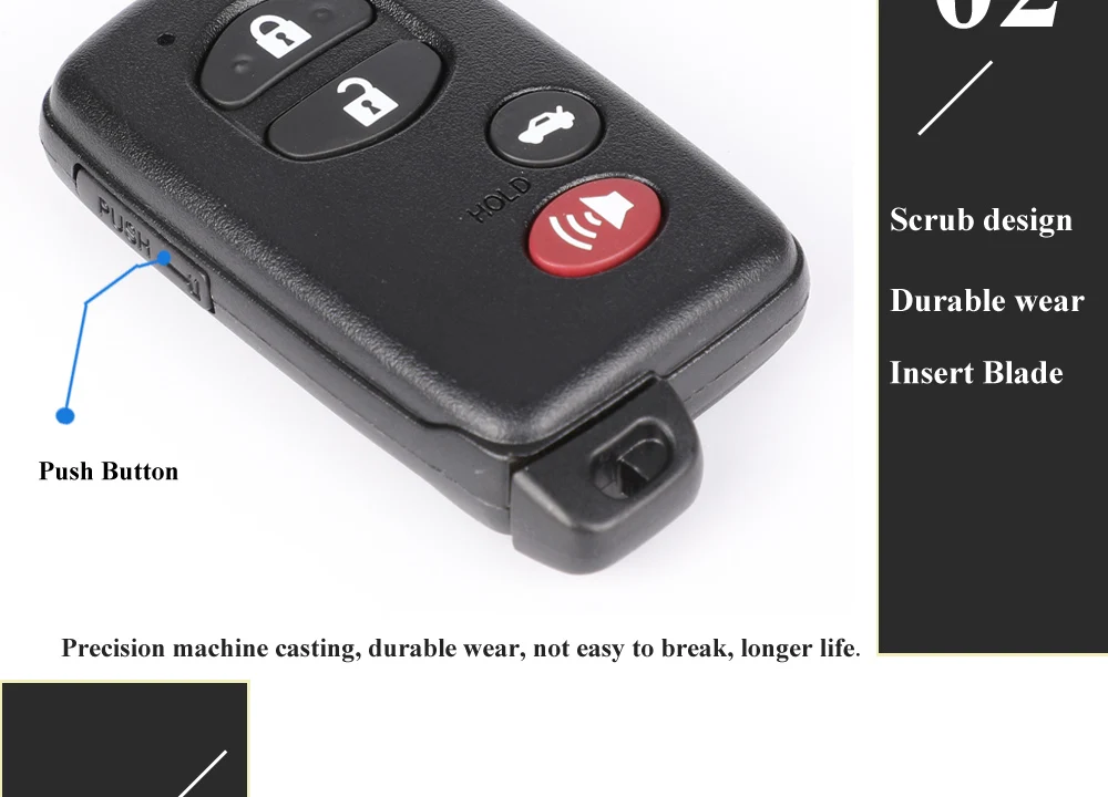 Keyforkess 315/433MHz 4 Pulsanti di KeylessGo Chiave Auto Chiave A Distanza Per Toyota Land cruiser Prado Camry Crown Yaris F433 a433 0140 3370 5290 - H485bc1f5327d4cc79d51f14bb16f3601c